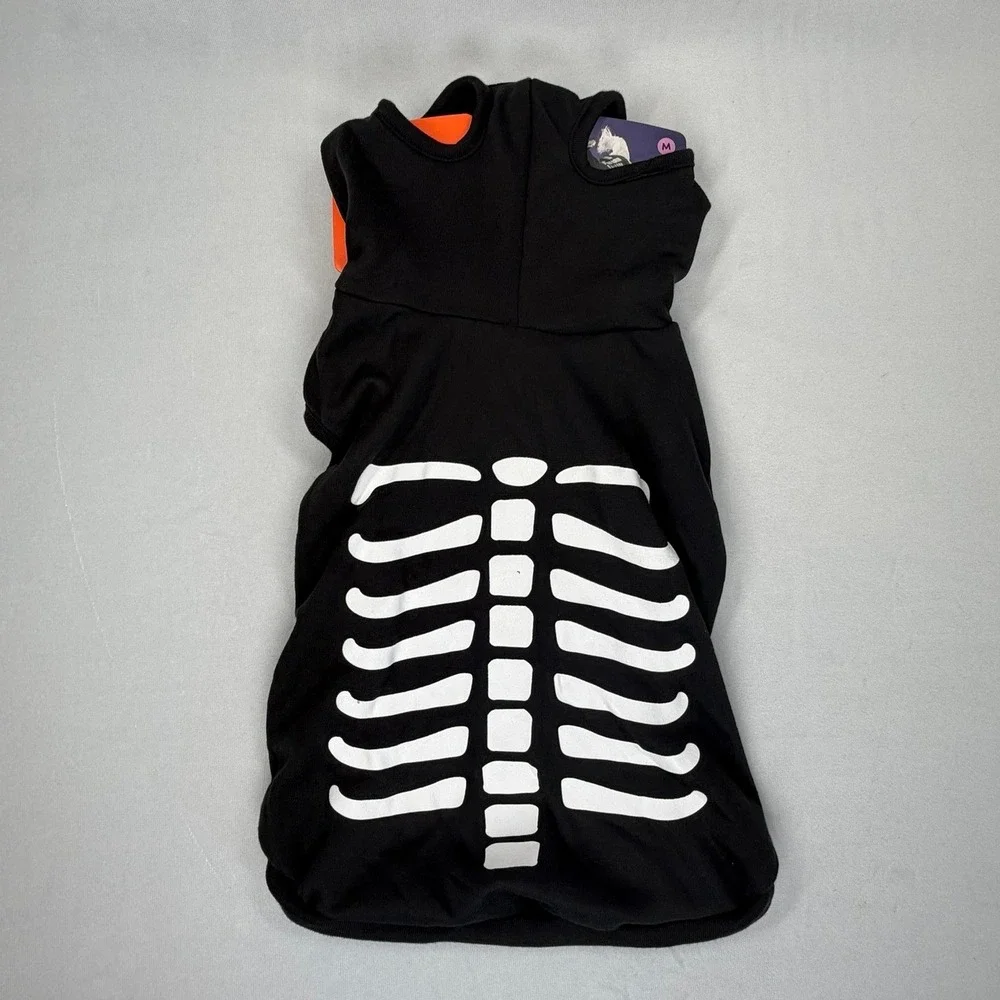 Boots & Barkley Skeleton Glow in the Dark Dog Hoodie Sweatshirt Black Medium New